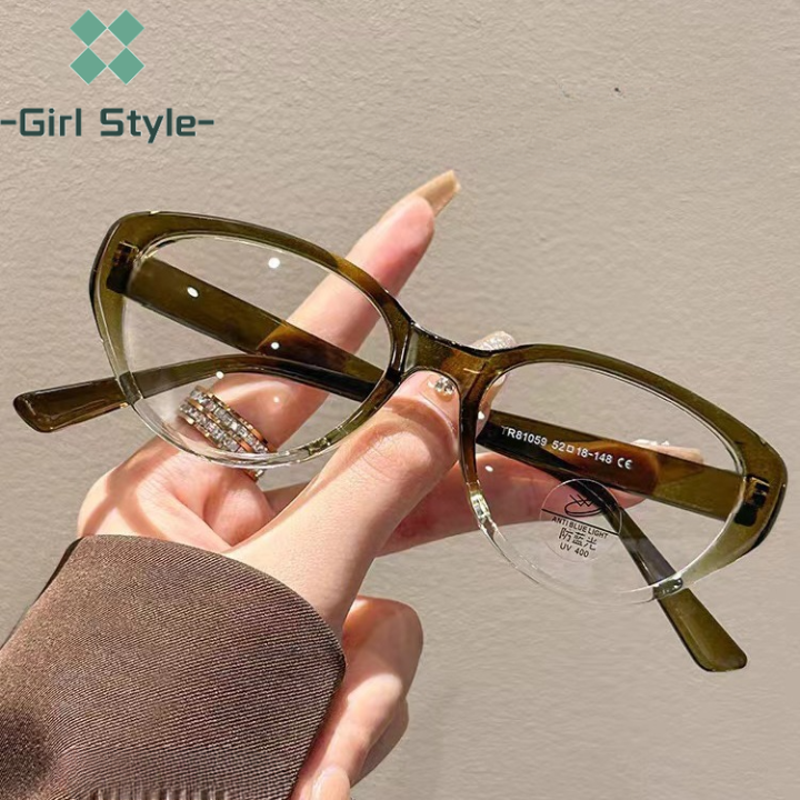 GS New Cat Eye Reading Glasses with Fashion Anti Blue Light Large Frame  Anti Radiation Ultra Light Vintage Shades Eye Glasses with Grade Replace  Lens