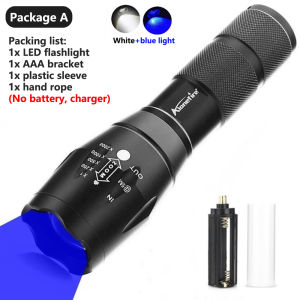Alonefire G700-WB LED Flashlight 2in1 White+Bule Light Camping Fishing Flash Focus Torch Shockproof And Waterproof Range 200M