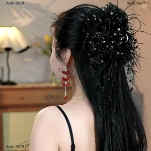 [COD] Auto Stuff กิ๊บติดผมรูปดอกไม้ตาข่ายสำหรับผู้หญิง1ชิ้นคลิปหนีบผมทรงฉลามมีพู่มุกหรูหราเครื่องประดับผมแบบหนีบผมทรงหางม้าแฟชั่นสำหรับเด็กผู้หญิง