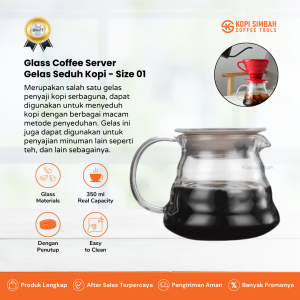 Coffee Server V60 Glass 350 ml Gelas Teko Kaca Size 01 Serve Penyaji Seduhan Kopi Dan Teh Manual Brew