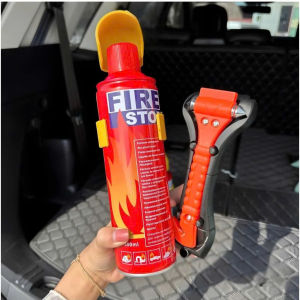 Combo thoát hiểm khẩn cấp cần phải có trên xe ô tô búa phá kính và bình chữa cháy mini dành cho ô tô