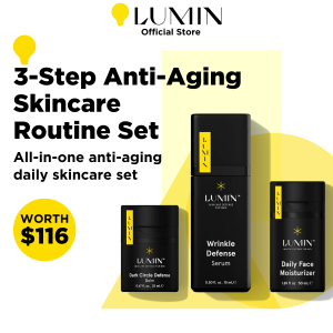 LUMIN | Kickass Trio 3 Step Men Anti-aging Skincare Routine Moisturizer With Niacinamide Vitaminc C Undereye Cream