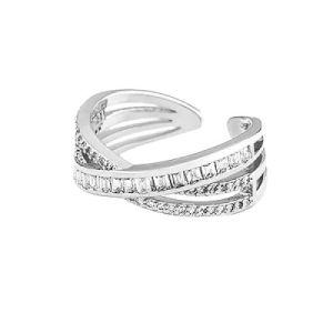 Zircon Ring Open Ring Sparkling Unique Minimalist Design College Style Adjustable Womens Fashion Jewelry
