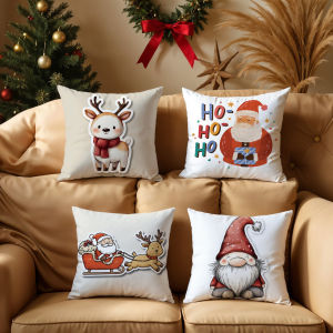 Christmas Pillowcase Single Pack 20 Styles Optional 40x40/45x45/50x50cm Santa Claus Elk Nutcracker Gift and Other Cute Patterns Sofa Cushion Cover Winter Home Decoration Pillowcase Holiday Gift Decoration Fabric Art