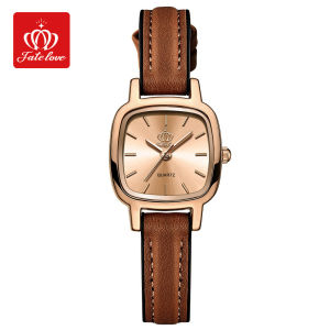 FateLove Womens Watch 100% Original Genuine Waterproof Quartz Watch Simple Dial Leather Strap Elegant Womens Watch