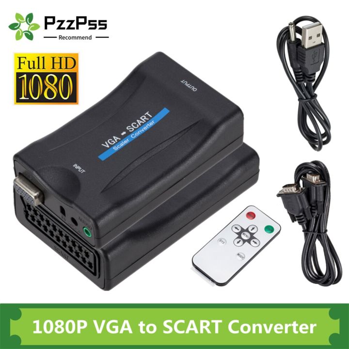 PzzPss New 1080P VGA To SCART Video Audio Converter Adapter Digital 