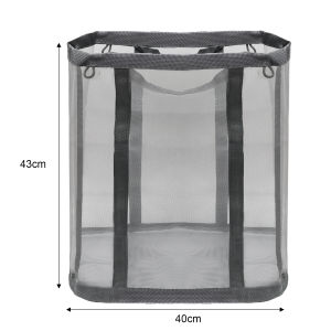 45/50L Nylon Mesh Laundry Basket Breathable Foldable Dirty Clothes Organizer Large Capacity Laundry Basket with Handle Wall Mounted Bag