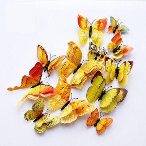 12Pcs Double layer 3D Butterfly Wall Sticker on the wall Home Decor Magnet Fridge stickers