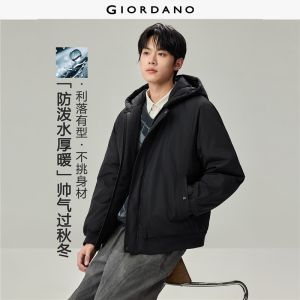Giordano Beau Monde Men Raglan sleeve hooded padded jacket Free Shipping 13076735