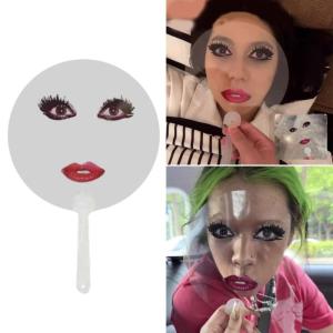 Funny Artistic Design Plastic Cooling Fan with Abstract Big Eye Red Lips Print Decoration Party Supplies Photo Props