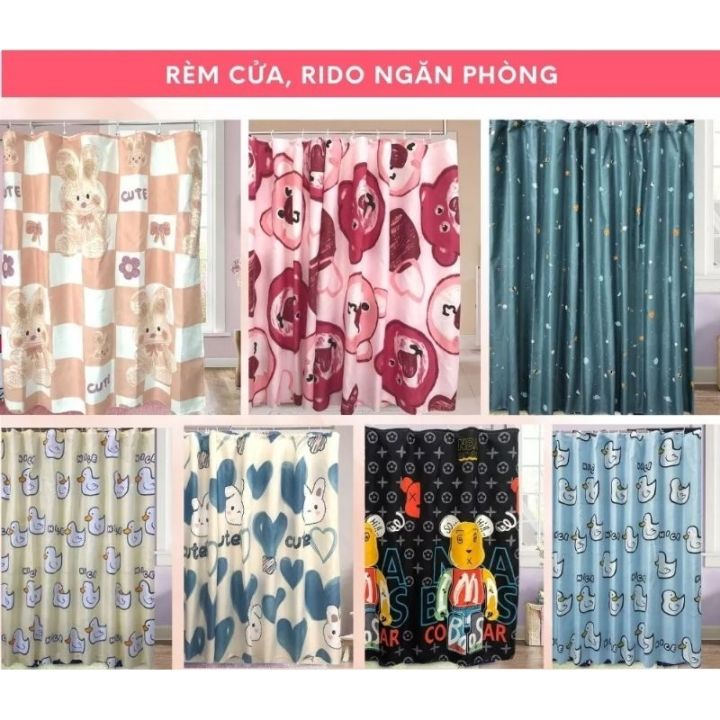 Rido rèm cửa che nắng ngăn phòng ngủ trang trí có móc treo | Lazada.vn