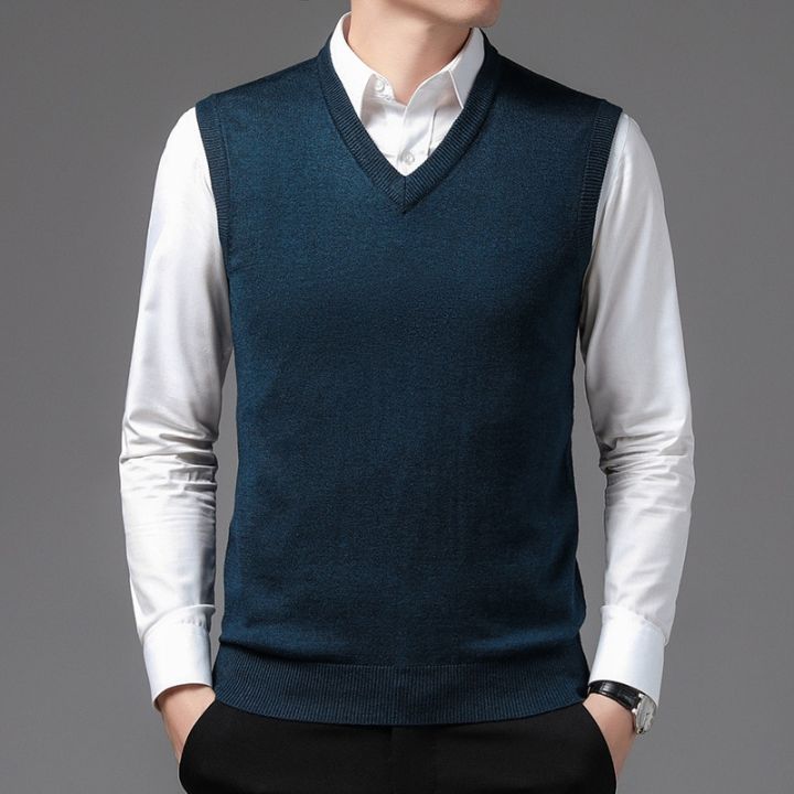 2022 New Men's Cashmere Sweater Vest VNeck Sweater Large Size Loose