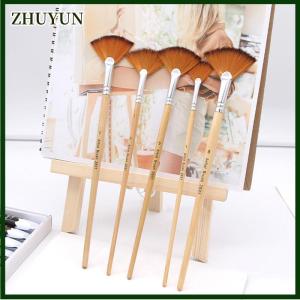 ZHUYUN 【Flash Sale】5pcs Fan Shape Gouache Painting Pen Nylon Hair Paint Brush Drawing Art Supplies
