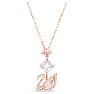 💖Swarovski💖Dazzling Swan Pink Gemstone Pendant Y-shaped Necklace S925 Sterling Silver Womens Fashion Necklace Hypoallergenic Non-allergenic Valentines Day Gift Birthday Gift for Girlfriend Bestie