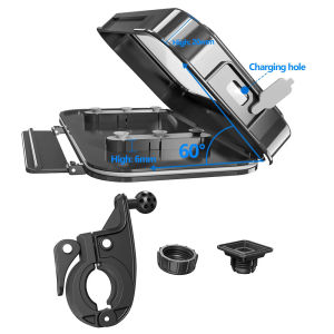 360° Rotating Bicycle Phone Ride Holder with Touchable Screen Waterproof Shell Suitable for Phones Under 7 Inches