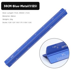 GOUPDO Metal/Plastic Triangular Scale Drafting Measure Tool 10/15/30cm Straight Ruler Accurate 1:20-1:500 Metric Scale Ruler Engineer
