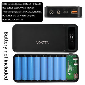 5-12V Adjustable Power Bank Kit - Solderless 8×18650 Battery Case with Removable Shell (DIY Mobile Charger Enclosure)