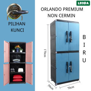 LEORA Lemari Pakaian ORLANDO PREMIUM CERMIN KACA Lemari Susun Lemari Plastik Rak baju Lemari kunci