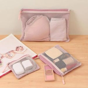 INTOONE Double Zipper Mesh Organizer Pouch Dual-Layer Polyester Storage Pouch Multi-purpose Multi-size Cable Organizer Bag Travel