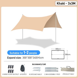 Ultra-Compact Waterproof Lightweight Canopy Tent 3x3m/3x4.5m/3x6m for Camping Beach Outdoor Activities