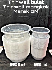 THINWALL BULAT/THINWALL MANGKOK/THINWALL MEREK DM UKURAN 2000 ML DAN 650 ML + TUTUP ISI 25 SET