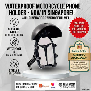 S572 Universal Motorcycle Phone Holder Waterproof & Shockproof Mobile Phone Mount Anti-Theft Handlebar Holder with Sun & Rain Protection 360° Rotation Secure GPS Phone Stand for Motorcycle Bicycle & Scooter