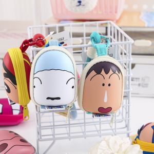 NVIEN1 บูชาน กระเป๋าเหรียญ Crayon Shin-chan การ์ตูน ชินโนะสุเกะ กระเป๋าหูฟังแอคชั่นคาเมน ตลก ซิป ถุงไข่โนฮาระชิโระ กลางแจ้ง