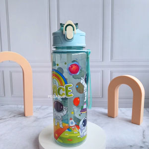 Botol Minum Tali Portable Termurah Motif Rainbow & Astronot 650ml BPA FREE