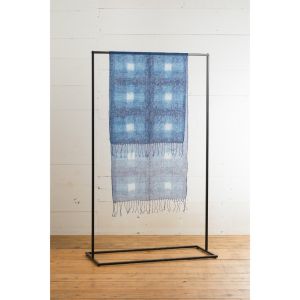 Japanese Linen Scarf for Women – Indigo Check Hand-Dyed Shawl | by Hozuai Kyoto Direct from Japan