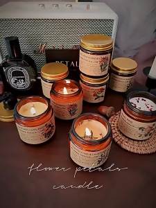 Scented Soy Wax Candle in Amber Glass Jar Aromatherapy Air Freshener for Home Bedroom Wedding Gift
