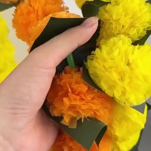 150CM Deepavali decoration item Marigold Indian-style Leaf Bell Combination Flower String Diwali Festival Decoration