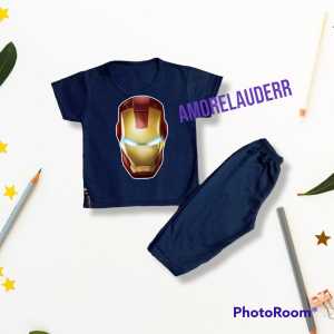 Setelan Kaos Anak Laki-Laki IRON MAN Umur 6 BULAN - 10 TAHUN