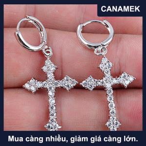 【CANAMEK】 1 cái Zircon pha lê chéo bông tai cho phụ nữ thả Bông tai Gothic Punk hip hop nữ dangle Bông tai đồ trang sức