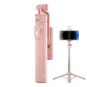 Portable Selfie Stick 360Degree Rotating gimbal Remote cell Phone Detachable Tripod Retractable Selfie Stick With LED Fill Light