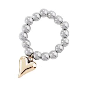 Contemporary Adjustable Heart Pendant Ring with Elastic Band Handmade Finger Fashionable Womens Accessories