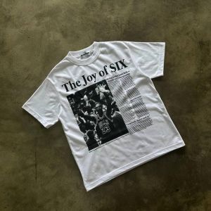 "THE JOY OF SIX" Graphic printed summer cotton high quality fitted top T-shirt for man and women