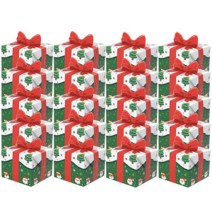 50pcs 3D nơ đỏ kẹo Hộp Quà Tặng Kid con vui vẻ giấy giáng sinh gói trường hợp màu xanh lá cây họa tiết hoạt hình trang trí Túi Quà Tặng dụng cụ tiệc