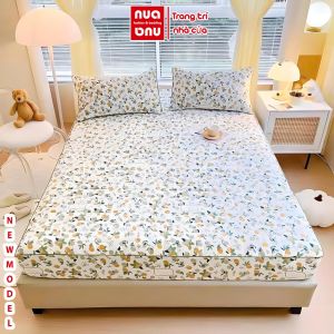 Bộ Ga Trải Giường Vỏ Gối Trần Bông Cotton Đũi Xơ Đậu Nành Hữu Cơ Cao Cấp Mềm Mại Thấm Hút Tốt