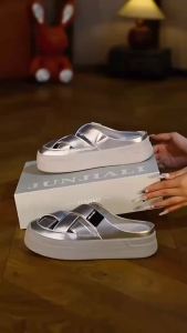 [Free Shipping] Baotou Soft-Soled Woven Hollow-Out Slippers For Women 2026 New Retro Thick-Soled Lazy-Style Platform Sandals For Outdoor Wear