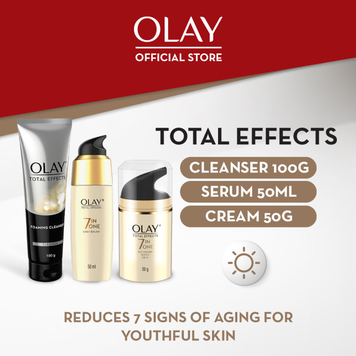 Olay Skincare Total Effects Cleanser Serum Day Cream 7 In 1 Day Pack 