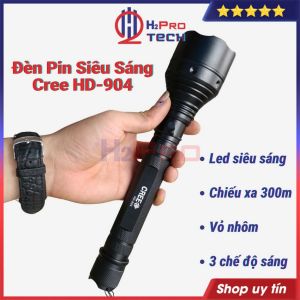Đèn Pin Cầm Tay Siêu Sáng Cree 904 Led Trắng Chiếu Xa Trên 300M Chống Nước Vỏ Hợp Kim Siêu Cứng Pin Sạc-H2Pro Tech
