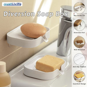 JustLiving 1PC Kitchen Sink Soap Storage Rack Soap Dishes NO-punching Wall-mounted Dual Purpose Soap Dish Holder for Bathroom - Drainage Non-Slip