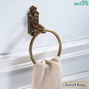 [OKLIFE. SG]Bathroom Storage Hardware Storage TowelHanger towel holder towel racks  Wall Hanging  Wall-mounted Toilet Brush Soap Rack Paper Bathroom Carved Bathroom Towel Rack