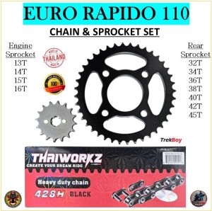 EURO RAPIDO 110 THAIWORKZ CHAIN & SPROCKET SET MADE IN THAILAND