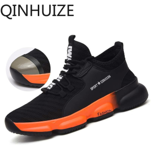 QINHUIZE New ultra-light protective shoes for men breathable anti-smashing and puncture-proof safety Steel toe work safety boots Site safety shoes Protective shoes