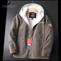 Men's Hooded Polar Jacket Thick Casual Solid Jacket With Pockets Large Winter Jackets. 