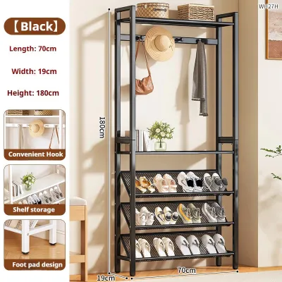 Multifunctional Shoe Rack Organizer Living Room Clothes Hanger Household Simple Floor Coat Rack Shoe Hat Rack