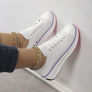 Free Shipping Plus-Size Casual Shoes For Women New Spring/Autumn Collection Round-Toe Lace-Up Thick-Soled Low-Top Canvas Shoes