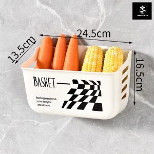Kitchen storage basket onion ginger and garlic traceless wall-mounted shelves seasoning hanging storage basket