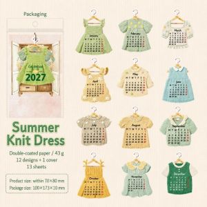 MINUTE Tủ Quần Áo Bốn Mùa Lịch để bàn năm 2027 Mini Hàng tháng Lịch để bàn Quà tặng Đứng Lật lịch Văn phòng tại nhà